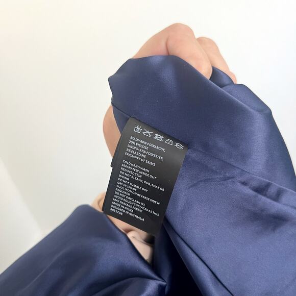 [Bardot] Navy Blue Deep V-Neck Venice Floral Lace Tiered Mini Dress Size Large L - Picture 13 of 13